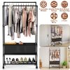 Double Rods Garment Rack with Storage Bag Portable Clothing Rack with Shelves Lockable Wheels Small Portable Closet Storage Bag Height Adjustable