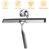 10.24in Shower Squeegee Cleaner All-Purpose Stainless Steel Glass Car Window Wiper w/ Suction Cup Hook For Shower Doors Bathroom Mirror