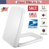 Square Toilet Seat with Grip-Tight Seat Bumpers Heavy-Duty Quiet-Close Quick-Release Easy Cleaning White UK