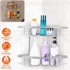 2 Tier Wall-mounted Corner Shower Caddy Shelf Rack Shower Shampoo Soap Cosmetic Basket Organizer