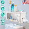 Over The Toilet Storage Cabinet Bathroom Storage Organizer Wall Mounted Toilet Storage Box with Dust-Proof Transparent Magnetic Door Side Opening