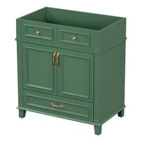30'' Bathroom Vanity Without Top,Solid Wood Frame Bathroom Storage Cabinet With Soft Closing Doors,Frame Bathroom Storage Cabinet Only, Retro Sty (Color: Green)