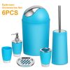 Bathroom Accessories Set 6 Pcs Bathroom Set Ensemble Complete Soap Dispenser Toothbrush Holder Tumbler Soap Dish Toilet Cleaning Brush Trash Can