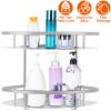 2 Tier Wall-mounted Corner Shower Caddy Shelf Rack Shower Shampoo Soap Cosmetic Basket Organizer