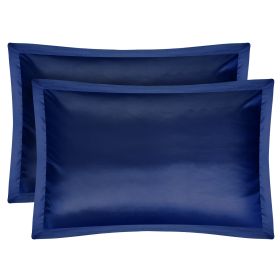 2 Pack Soft Silky Satin Pillow Case Hypoallergenic Breathable Bed Pillow Cover Queen Size Pillowcase Great for Hair Skin (Option: Navy)