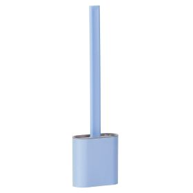 Toilet Brush And Holder TPR Bristles Toilet Bowl Cleaner Brush w/ Bendable Head Non-Slip Long Handle Wall Mounted Toilet Cleaner For Bathroom Deep-Cle (Option: Blue)