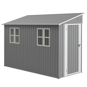 4x10 FT Galvanized Steel Outdoor Shed  Weatherproof Lockable Storage For Tools, Bikes And Pets,With Sloping Roof And Windows (Option: 4x10 ft)