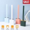 Toilet Brush And Holder TPR Bristles Toilet Bowl Cleaner Brush w/ Bendable Head Non-Slip Long Handle Wall Mounted Toilet Cleaner For Bathroom Deep-Cle