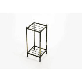 17  Gray Stone Slab 2 Tier Small Square Black   Gold Cast Metal Plant Stand (Option: Multicolor)