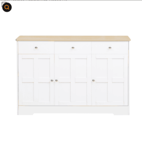 Fancy Design Kitchen Buffet Storage Cabinet With Arched Design - White Sideboard With Door, Drawer-Versatile Pantry Organization (Option: White and Walnut)