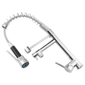 Kitchen Sink Faucet Single Handle Pre-Rinse Spring Pulldown Spray Head Kitchen Faucet Chrome Plated Finish Lead-Free (Option: UK)