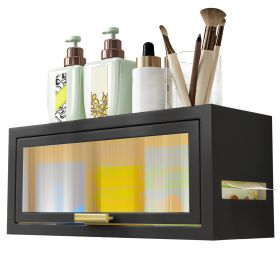 Over The Toilet Storage Cabinet Bathroom Storage Organizer Wall Mounted Toilet Storage Box with Dust-Proof Transparent Magnetic Door Side Opening (Option: Wall_Black)