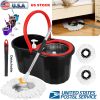 360° Spin Mop Stainless Steel Spin Mop Wringer Bucket Set Wet Dry Floor Mop Bucket w/ Easy Press Handle 2 Microfiber Mop Heads for Home Kitchen Floor
