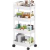 4 Tier Rolling Utility Cart Movable Storage Organizer with Drawer Lockable Wheels 360 Degree Rotatable Hallow Design for Bedroom Bathroom Kitchen