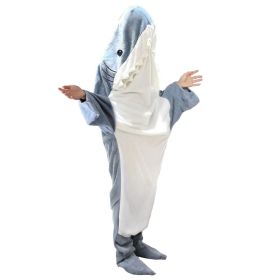 Wearable Shark Sleeping Bag Shark Onesie X-XXL Size Soft Comfortable Flannel Blanket With Zipper Suitable For Adult Children Height 4.2FT to 5.5FT (Option: 190CM)