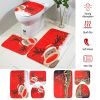 3 Pcs Christmas Bathroom Rugs Set Contour Non-slip Toilet Mats Absorbent Cozy Velvet Floor Carpets