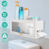Over The Toilet Storage Cabinet Bathroom Storage Organizer Wall Mounted Toilet Storage Box with Dust-Proof Transparent Magnetic Door Side Opening