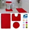 3Pcs Bathroom Rug Set Shaggy Contour Toilet Lid Cover Plush Mat Anti-Slip Absorbent Bath Carpet For Tub Shower Bathroom