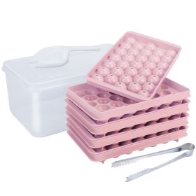 4 Packs Small Ice Cube Trays Mini Circle Ice Cube Tray Round Ice Ball Maker Mold with Lid Bin 132Pcs Ice Cubes for Chilling Drinks Coffee Juice Cockta (Option: Pink)