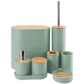 8Pcs Bathroom Accessories Set Bathroom Holder Set with Soap Dispenser Toothbrush Holder Cup Soap Dish Toilet Cleaning Brush Trash Can Qtip Holder Vani (Option: Green)