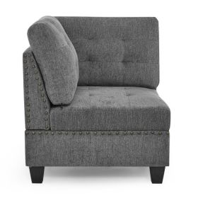 Corner Sofa For Modular Sectional,Grey Chenille 31.5x31.5x36. (Color: Grey)