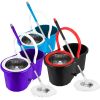 360° Spin Mop Stainless Steel Spin Mop Wringer Bucket Set Wet Dry Floor Mop Bucket w/ Easy Press Handle 2 Microfiber Mop Heads for Home Kitchen Floor