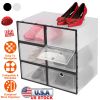 6Pcs Collapsible Shoe Box Stackable Shoe Storage Bin Transparent Dustproof PP Shoe Organizer Container