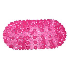 Non-Slip Bath Mat Massage Pebble Shower Mat Anti-Bacterial w/ Suction Cups Drain Holes (Option: Pink)