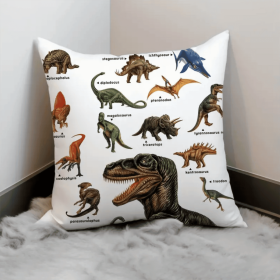 Wild Dinosaur Pillow Cover - Animal Dinosaur Pillowcase Tyrannosaurus Rex Brachiosaurus Dinosaur Pillowcase Square 18x18 Suitable For Boys' Room (Option: XY5089022)