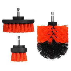 3Pcs/Set Drill Brush Power Scrubber Cleaning Brush for Car Carpet Wall Tile Tub Cleaner Combo (Option: Red)