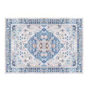 6x9FT Vintage Area Rug Modern Non Slip Carpet Boho Low Pile Soft Rug Waterproof Machine Washable Rug for Living Room Bedroom Kitchen Dining Room Under (Option: 6_9FT_Type2)