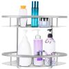 2 Tier Wall-mounted Corner Shower Caddy Shelf Rack Shower Shampoo Soap Cosmetic Basket Organizer