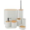 8Pcs Bathroom Accessories Set Bathroom Holder Set with Soap Dispenser Toothbrush Holder Cup Soap Dish Toilet Cleaning Brush Trash Can Qtip Holder Vani