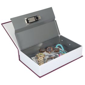 Portable Book Safe with 3-Digit Combination Lock Diversion Safe Money Jewelry Storage Box (Option: Red_M)