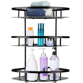 3 Tier Wall-mounted Corner Shower Caddy Shelf Rack Shower Shampoo Soap Cosmetic Basket Organizer (Option: 3Layer_Black)