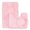 3Pcs Bathroom Rug Set Shaggy Contour Toilet Lid Cover Plush Mat Anti-Slip Absorbent Bath Carpet For Tub Shower Bathroom