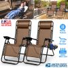 2Packs Zero Gravity Lounge Chair w/ Dual Side Tray 330lbs Load Foldable Recliner Chair w/ Stress Relief Pillow Patio Poolside Beach Lying Chair