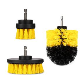 3Pcs/Set Drill Brush Power Scrubber Cleaning Brush for Car Carpet Wall Tile Tub Cleaner Combo (Option: Yellow)