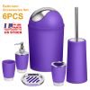 Bathroom Accessories Set 6 Pcs Bathroom Set Ensemble Complete Soap Dispenser Toothbrush Holder Tumbler Soap Dish Toilet Cleaning Brush Trash Can