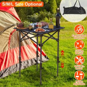 S-M-L Size Options Portable Folding Camping Table With Adjustable Height Rustproof Carbon Steel Foldable Roll-Up Camping Table For Picnic Camping (Option: S 51CMNoNet)