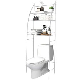 3 Tier 25.59x9.84x66.14in Bathroom Over the Toilet Storage Shelf Free Standing Laundry Room Organizer Space Saver Rack (Option: White)
