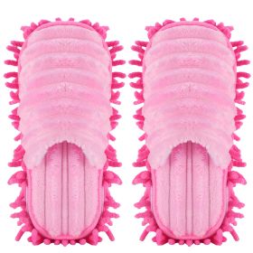 Mop Slippers Unisex Detachable Floor Mopping Shoes Microfiber Dusting Slippers for House Bathroom Kitchen Livingroom (Option: Pink_L)