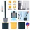 Toilet Brush And Holder TPR Bristles Toilet Bowl Cleaner Brush w/ Bendable Head Non-Slip Long Handle Wall Mounted Toilet Cleaner For Bathroom Deep-Cle