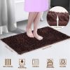 Antiskid Bathroom Mat Water Absorbent Toilet Carpet Machine Washable Chenille Cushion Rugs 23.23x15.75inches for Home Decoration