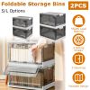 2 Packs Foldable Storage Bins Collapsible Storage Box Organizer Stackable Toy Container with Double Doors Top Lid Rolling Wheels for Clothes Toys Book