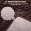 Antiskid Bathroom Mat Water Absorbent Toilet Carpet Machine Washable Chenille Cushion Rugs 23.23x15.75inches for Home Decoration