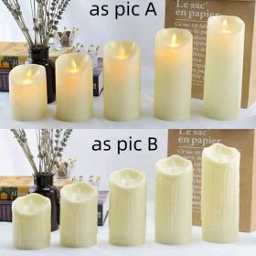 Flameless Flickering LED Candles Battery Operated , Warm Light Real Wax Pillar Votive 3D Wick Candles, Perfect for Party/Wedding/Home Decor(White (Color: as pic A, size: 7.5*20cm)