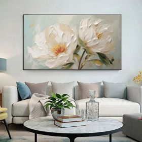 Minimalist Flower Oil Painting on Canvas Large Wall Art Original Abstract Floral Wall Art White Decor Custom Painting Living Room Home Decor (Style: 01, size: 40x80cm)