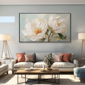 Minimalist Flower Oil Painting on Canvas Large Wall Art Original Abstract Floral Wall Art White Decor Custom Painting Living Room Home Decor (Style: 01, size: 60x120cm)