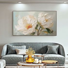 Minimalist Flower Oil Painting on Canvas Large Wall Art Original Abstract Floral Wall Art White Decor Custom Painting Living Room Home Decor (Style: 01, size: 100x200cm)